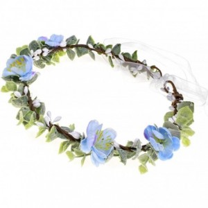 Headbands Christmas Wedding Flower Crown Boho Bridal Flower Wreath Babies Breath Hair Crown Headpiece - Blue - CJ18K2MX8H8 $1...
