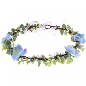 Headbands Christmas Wedding Flower Crown Boho Bridal Flower Wreath Babies Breath Hair Crown Headpiece - Blue - CJ18K2MX8H8 $1...