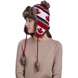 Skullies & Beanies Women Knit Peruvian Beanie Wool Hat Winter Warm Ski Cap with Earflap Pom - Red - CT187Q5XQK3 $10.12