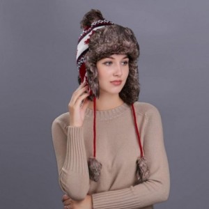 Skullies & Beanies Women Knit Peruvian Beanie Wool Hat Winter Warm Ski Cap with Earflap Pom - Red - CT187Q5XQK3 $10.12