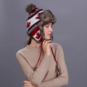 Skullies & Beanies Women Knit Peruvian Beanie Wool Hat Winter Warm Ski Cap with Earflap Pom - Red - CT187Q5XQK3 $10.12