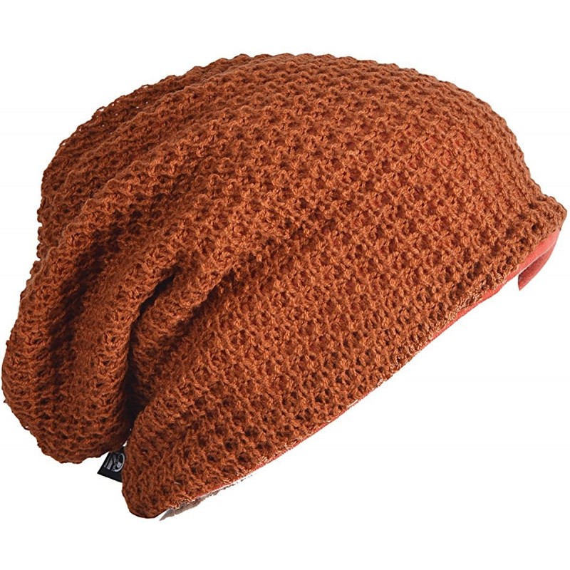Skullies & Beanies Mens Slouchy Long Oversized Beanie Knit Cap for Summer Winter B08 - Rust - CB12M0HUBIX $15.78