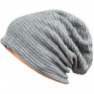 Skullies & Beanies Unisex Adult Winter Warm Slouch Beanie Long Baggy Skull Cap Stretchy Knit Hat Oversized - Lightgrey - CU12...