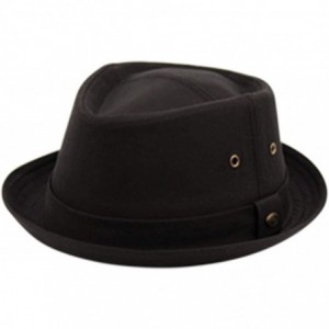 Fedoras Men's Everyday Cotton All Season Porkpie Boater Derby Fedora Sun Hat - F2697black - C519997686Q $30.41