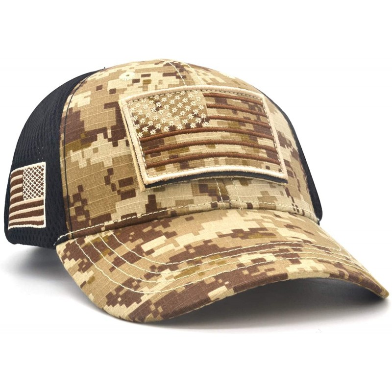 Baseball Caps Baseball Cap Low Profile American USA Flag Hat Adjustable Camo Mesh Unisex Caps - Desert Camouflage(h) - C618R5...