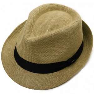 Fedoras Womens Mens Straw Cuban Fedora Brim Panama Beach Havana Summer Sun Derby Hat - 00720_brown - CG18RWYK38D $20.83