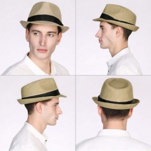 Fedoras Womens Mens Straw Cuban Fedora Brim Panama Beach Havana Summer Sun Derby Hat - 00720_brown - CG18RWYK38D $20.83