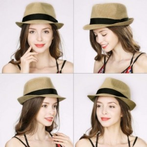 Fedoras Womens Mens Straw Cuban Fedora Brim Panama Beach Havana Summer Sun Derby Hat - 00720_brown - CG18RWYK38D $20.83