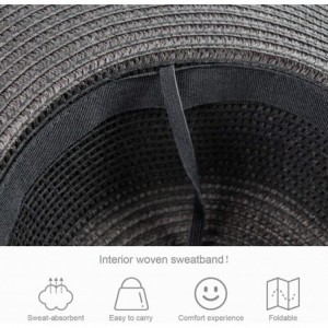 Sun Hats Womens Bowknot Straw Hat Foldable Beach Sun Hat Roll up UPF 50+ - "Ab Black 5.9"" Brim" - CV18QL4G45W $14.59