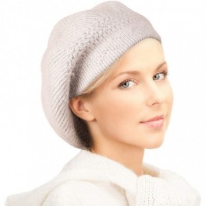 Berets Knit Berets for Women Winter Chic Skull Caps Slouchy Beanie Hat - Beige - CH18Y7DXY58 $19.70