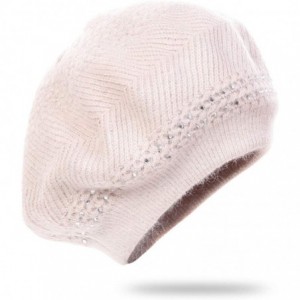 Berets Knit Berets for Women Winter Chic Skull Caps Slouchy Beanie Hat - Beige - CH18Y7DXY58 $12.96