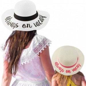 Sun Hats Womens Mommy and Me Girls Sayings Summer Beach Pool Floppy Dress Sun Hat - Always on Vacay- White - CG18ELI4SWR $21.58