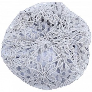 Skullies & Beanies Women's Lace Flower Slouchy Baggy Skullies Cap Chemo Beanie Cancer Hat - Light Grey - CE18EKD0XZK $8.37