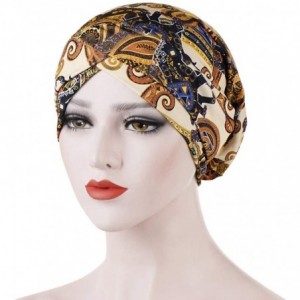 Balaclavas Head Scarf for Women Turban Knotted Vintage Flower Print Full Cover Fit-Head Wraps 2019 Winter New Cap - Beige - C...