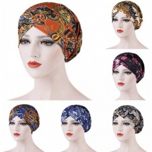 Balaclavas Head Scarf for Women Turban Knotted Vintage Flower Print Full Cover Fit-Head Wraps 2019 Winter New Cap - Beige - C...