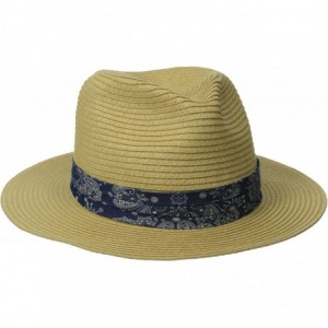 Fedoras Men's Braided Paper Panama Fedora Hat with Chambray Band - Natural - C111S3XBRMD $75.05