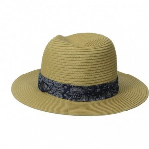 Fedoras Men's Braided Paper Panama Fedora Hat with Chambray Band - Natural - C111S3XBRMD $49.03