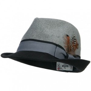 Fedoras Two Tone Fedora with Feather - Grey - C8126E0Q0PZ $9.48