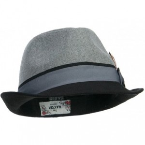 Fedoras Two Tone Fedora with Feather - Grey - C8126E0Q0PZ $9.48