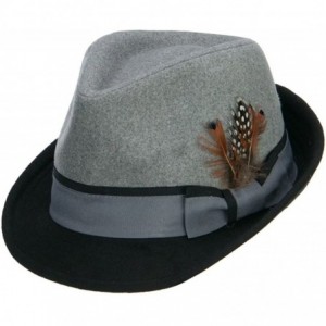 Fedoras Two Tone Fedora with Feather - Grey - C8126E0Q0PZ $9.48