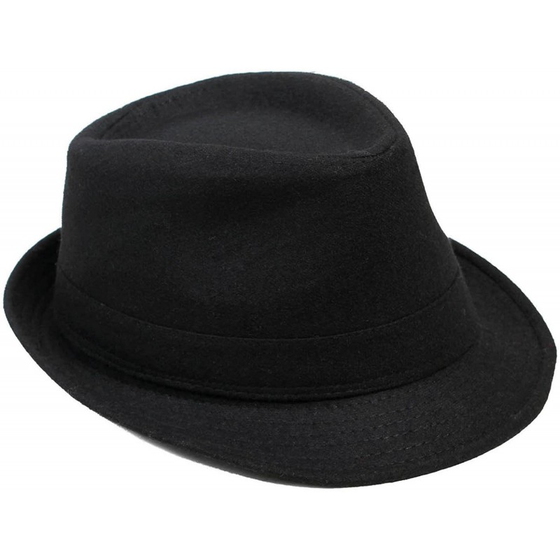 Fedoras Men's Fall/Winter Outdoor Manhattan Fedora Hat - Black - CX11Q36GZ51 $11.37