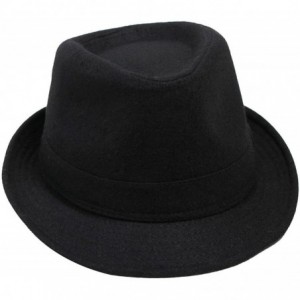 Fedoras Men's Fall/Winter Outdoor Manhattan Fedora Hat - Black - CX11Q36GZ51 $11.37