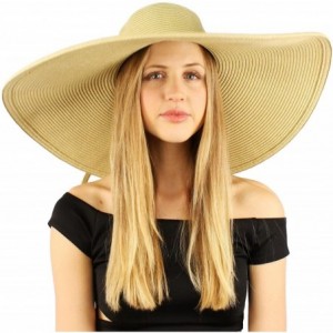 Sun Hats Summer Elegant Derby Big Super Wide Brim 8" Brim Floppy Sun Beach Dress Hat - Natural - CP11VWTM1SJ $31.83