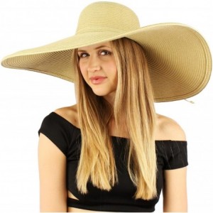 Sun Hats Summer Elegant Derby Big Super Wide Brim 8" Brim Floppy Sun Beach Dress Hat - Natural - CP11VWTM1SJ $31.83