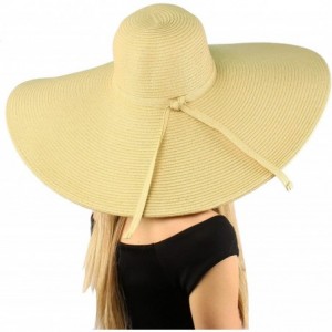 Sun Hats Summer Elegant Derby Big Super Wide Brim 8" Brim Floppy Sun Beach Dress Hat - Natural - CP11VWTM1SJ $31.83