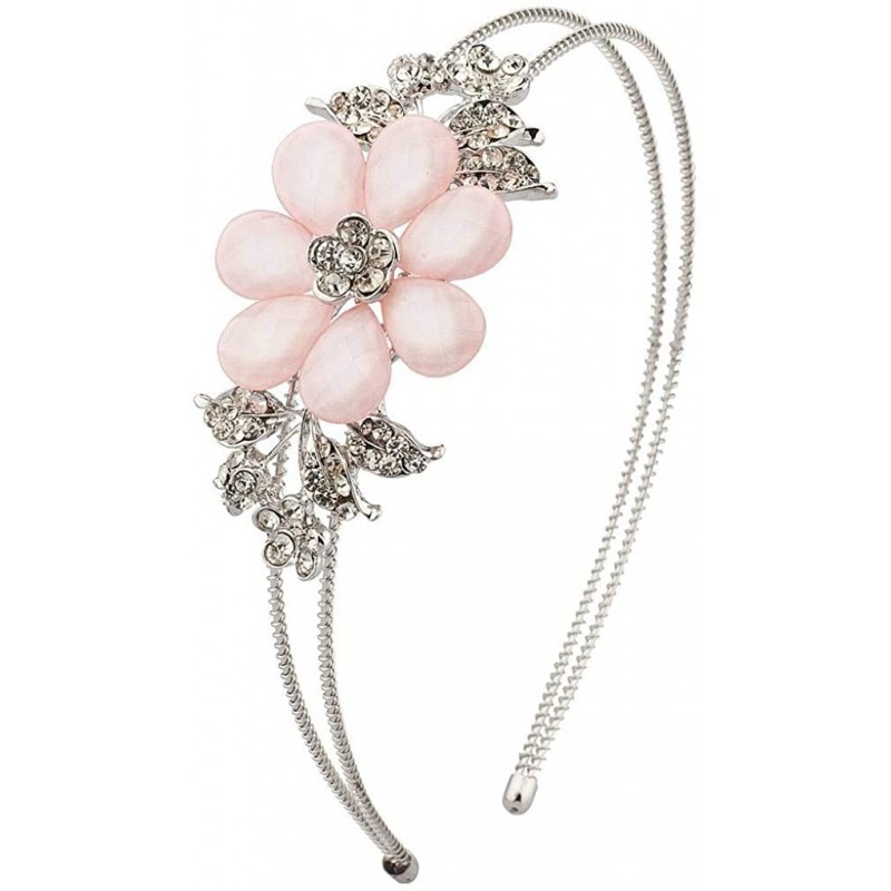 Headbands Faceted Flower Crystal Pave Stretch Headband - Pink - C0127ZWWCG7 $13.44