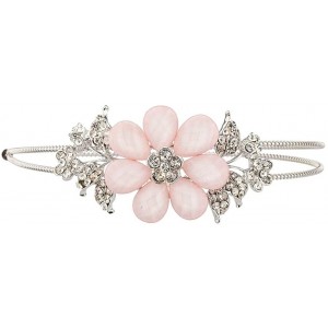 Headbands Faceted Flower Crystal Pave Stretch Headband - Pink - C0127ZWWCG7 $13.44
