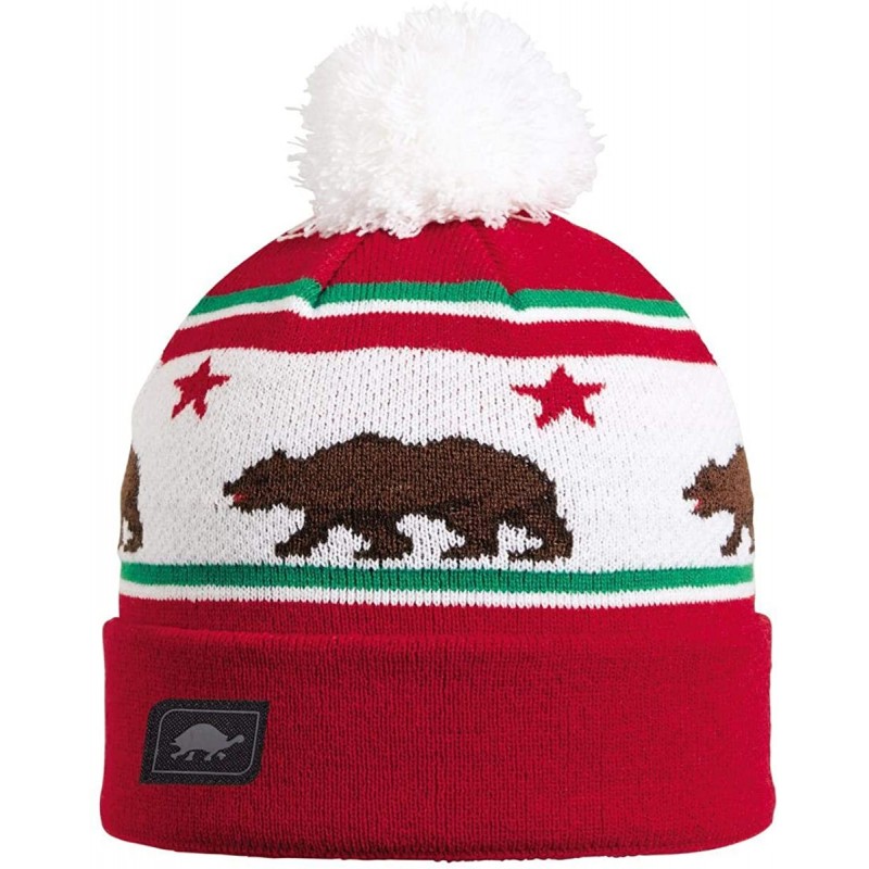 Skullies & Beanies Great State Knit Cuffed Pom Beanie - California - CP18IGIW4YM $13.69