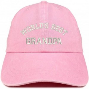 Baseball Caps World's Best Grandpa Embroidered Pigment Dyed Low Profile Cotton Cap - Pink - CU12GPQXLDR $33.98