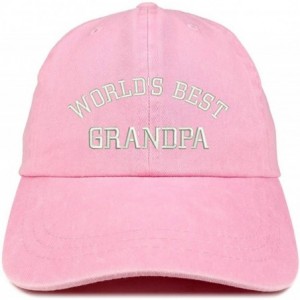 Baseball Caps World's Best Grandpa Embroidered Pigment Dyed Low Profile Cotton Cap - Pink - CU12GPQXLDR $21.18