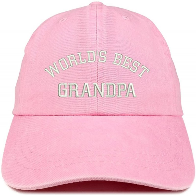 Baseball Caps World's Best Grandpa Embroidered Pigment Dyed Low Profile Cotton Cap - Pink - CU12GPQXLDR $37.95