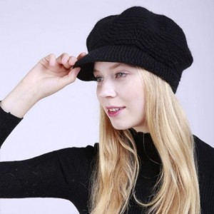 Skullies & Beanies Women's Winter Knit Beanie Warm Slouchy Cable Skull Hat with Visor - Black - C318LMH6ATW $15.99