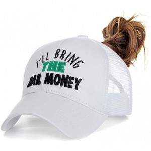 Baseball Caps Womens High Ponytail Hats-Cotton Baseball Caps with Embroidered Funny Sayings - Money-white - CD18T0W4QE3 $16.18