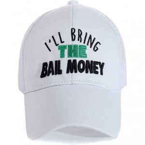 Baseball Caps Womens High Ponytail Hats-Cotton Baseball Caps with Embroidered Funny Sayings - Money-white - CD18T0W4QE3 $16.18