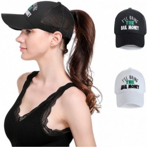 Baseball Caps Womens High Ponytail Hats-Cotton Baseball Caps with Embroidered Funny Sayings - Money-white - CD18T0W4QE3 $16.18