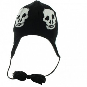 Skullies & Beanies Skulls Design Winter Ear Flap Hat (One Size)-Black - CK117N6CSQF $15.30