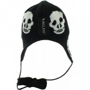 Skullies & Beanies Skulls Design Winter Ear Flap Hat (One Size)-Black - CK117N6CSQF $15.30