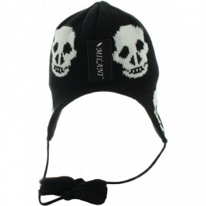 Skullies & Beanies Skulls Design Winter Ear Flap Hat (One Size)-Black - CK117N6CSQF $15.30