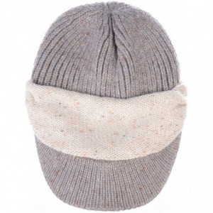 Newsboy Caps Womens Winter Relaxed Speckled Fleece Lined Knit Newsboy Cabbie Hat Visor - Specked Oatmeal - CG18LY6XKCZ $20.22