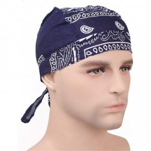 Skullies & Beanies Durag Skull Cap Cotton Biker Motorcycle Bandana Head Wrap Du Doo Do Rag Rags - Black-2pcs - CW18S7LGUL7 $1...