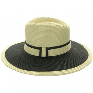 Sun Hats Women's Paper Straw Wide Brim Sun Hat - Black - CR11N6WRH0H $13.82