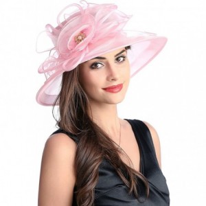 Sun Hats Women's Kentucky Derby Racing Horse Organza Church Wedding Dress Party Occasion Cap - Pink - CE18CRRRI6U $12.41