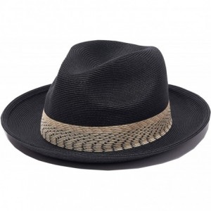 Fedoras Genoa Fedora Bucket Sun Straw Beach Hat Fine Braid UPF50+ Unisex - Black_stardancer - C41933AO9A5 $41.01