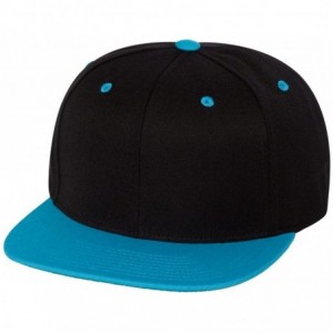 Baseball Caps Unisex Adult 6089 6-Panel Structured Flat Visor Classic Snapback - Black/Teal - CR118D4KXCH $7.07