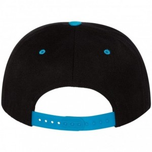 Baseball Caps Unisex Adult 6089 6-Panel Structured Flat Visor Classic Snapback - Black/Teal - CR118D4KXCH $7.07