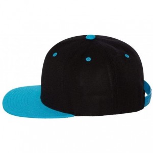 Baseball Caps Unisex Adult 6089 6-Panel Structured Flat Visor Classic Snapback - Black/Teal - CR118D4KXCH $7.07